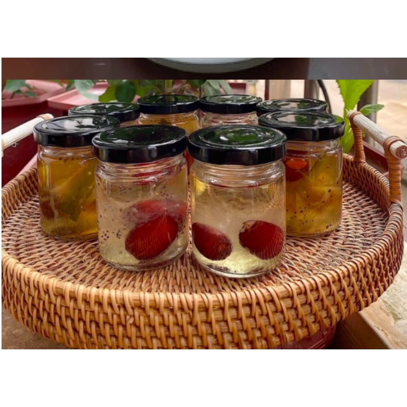 Hũ thuỷ tinh nắp thiếc 100ml làm sữa chua, bánh flan, chưng yến, đựng bột, mứt (màu nắp ngẫu nhiên)