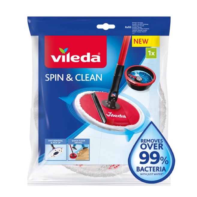 SET 2 BÔNG LAU THAY THẾ CÂY LAU NHÀ VILEDA SPIN&CLEAN VÀ EASY WRING&CLEAN TURBO