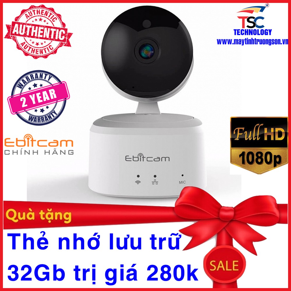 Camera IP Wifi Ebitcam E2-X 2.0MP HD1080P Tặng Thẻ Nhớ Lưu Trữ 32Gb | Chính Hãng Bảo Hành 2 Năm - Maytinhtruongson.vn