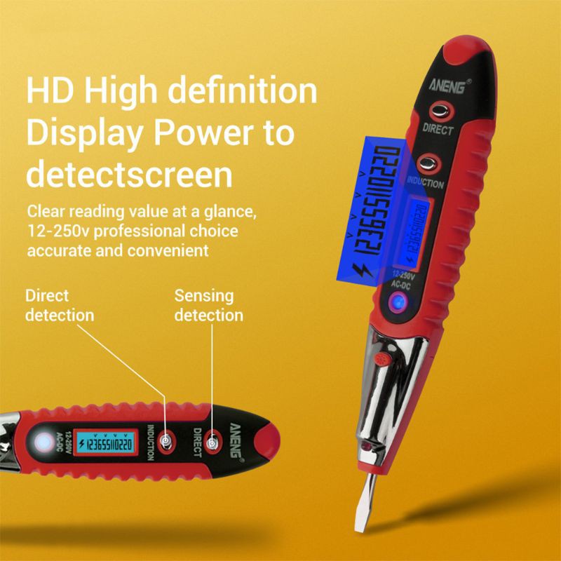 Bút chì thử nghiệm phát hiện điện áp AC/DC kỹ thuật số 12-250V