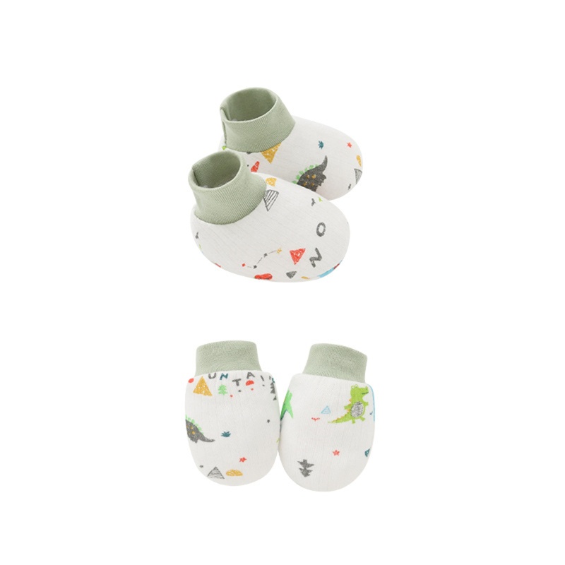Bộ 2 Đôi Găng Tay Và Vớ Vải Cotton Mềm Chống Trầy Xước Cho Bé Sơ Sinh