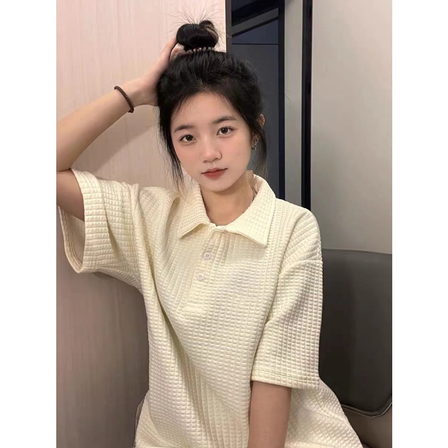 Áo Thun Nữ Ngắn Tay Cổ polo Phong Cách Hồng Kông