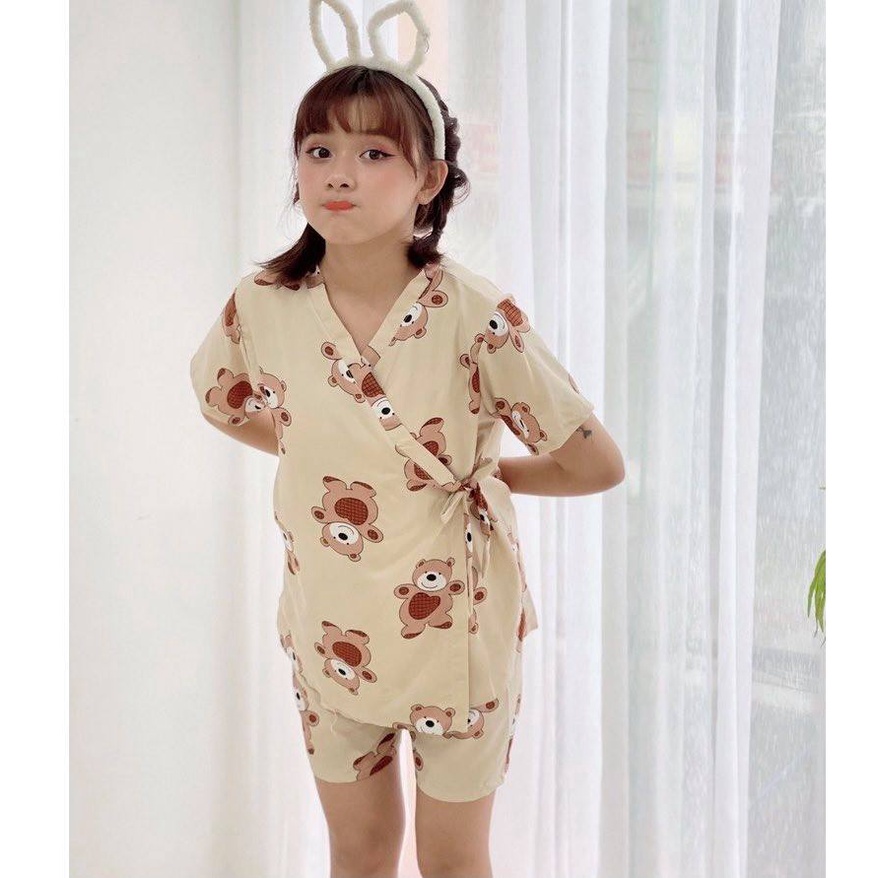 [Kate mềm] Bộ đồ ngủ kimono đùi chất mịn mát freesize&lt;60kg