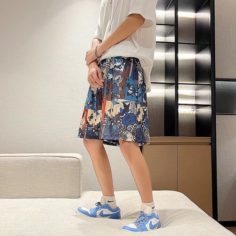 Quần Short Đi Biển Dáng Rộng Thoáng Khí In Họa Tiết Hoạt Hình Phong Cách Hàn Quốc Thời Trang Mùa Hè 2022