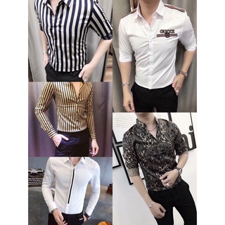 Áo sơ mi nam tay dài họa tiết ngẫu nhiên