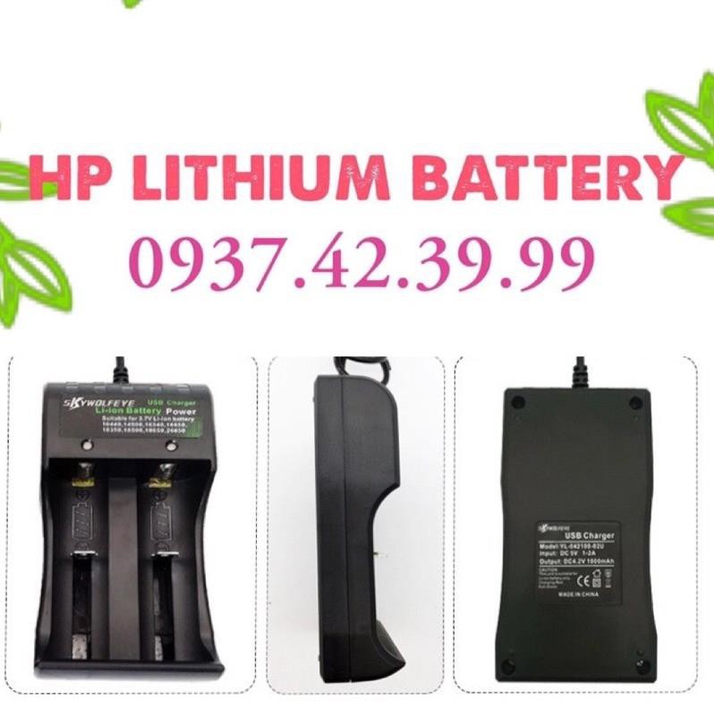 Bộ đế sạc 2 cell pin Lion 18650 cổng USB Chuyên dụng