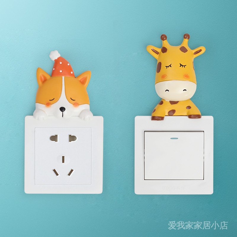 Miếng Dán Trang Trí Công Tắc Tường Bằng Nhựa Họa Tiết Hoạt Hình Đáng Yêu