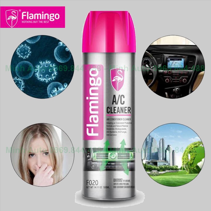 Bình Xịt Bọt Vệ Sinh Điều Hòa FREESHIP Bình Xịt Flamingo F020 500ml, Khử Mùi Xe Ô Tô - Khử Mùi Xe Hơi