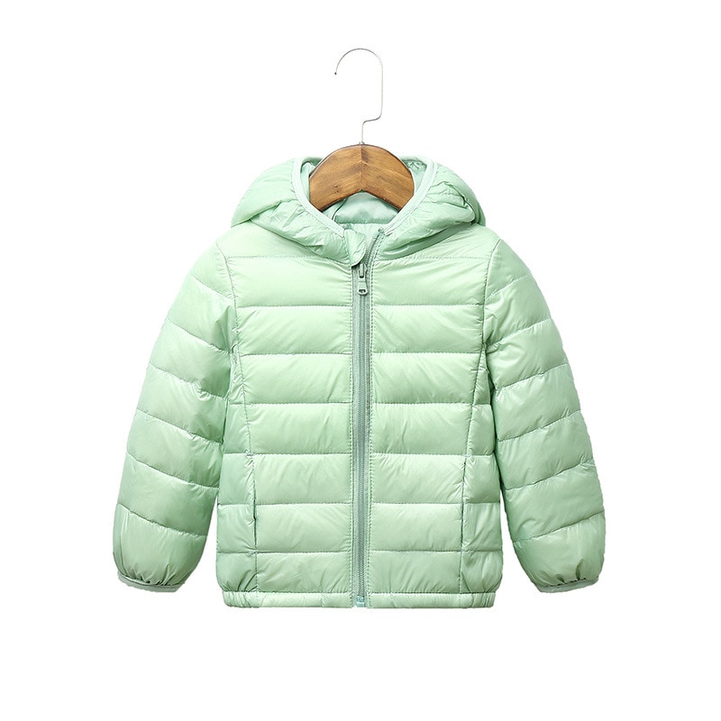 2020 Autumn Winter Children Lightweight Down Jacket Boys and Girls Baby 90% White Duck Down Hooded Sportswear Warm Velvet Solid