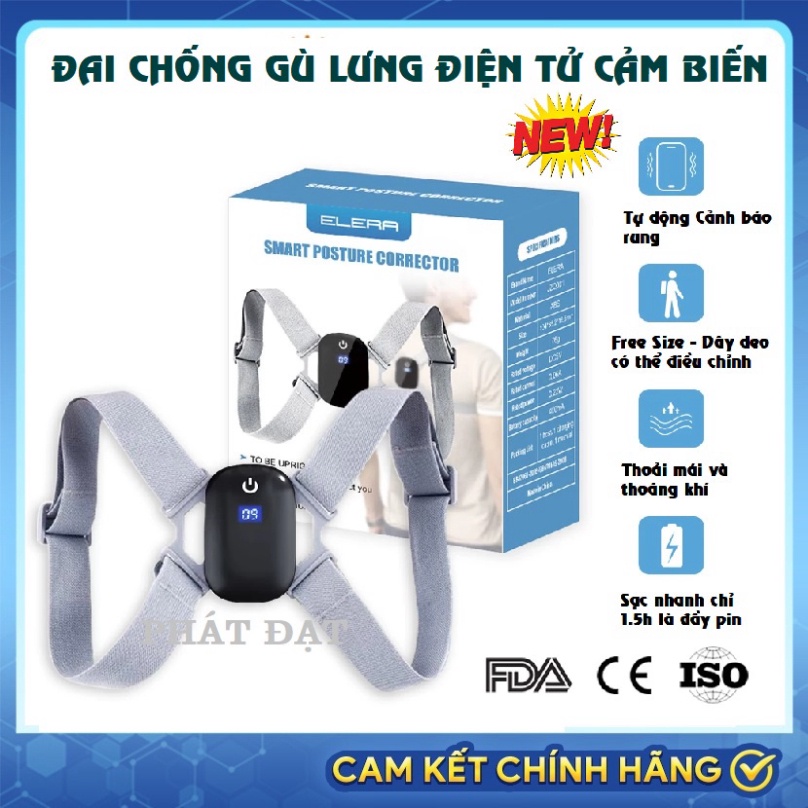 Đai chống gù lưng SMART POSE điều chỉnh tư thế thông minh, cảm biến báo rung, đếm số lần ngồi sai - Bảo hành 12 tháng