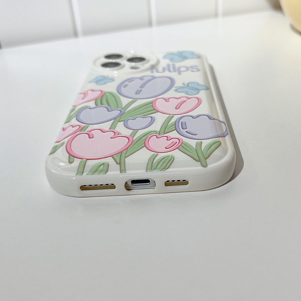 ốp iphone sơn dầu hoa tulip TPu Silicone Case Điện thoại iPhone 11 Pro Max X Xr Xs 7 8 14 Plus Se 2020 12 pro max 13 mini | BigBuy360 - bigbuy360.vn