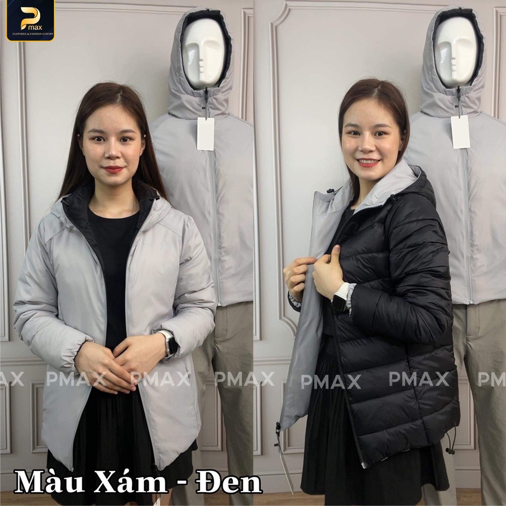 Áo phao nam nữ PMAX 2 mặt siêu nhẹ thể thao cản gió, giữ ấm mùa đông cực tốt