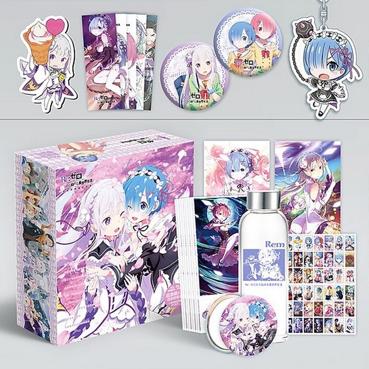 (200) Hộp Quà tặng anime No Game No Life hộp to có bình nước, ảnh dán, vòng tay, ảnh thẻ, postcard anime chibi