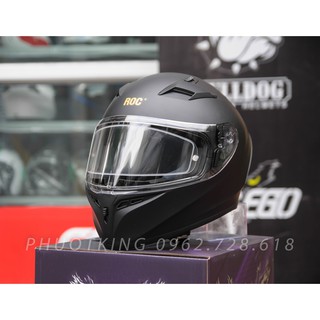 [TẶNG KHÓA MŨ] Mũ bảo hiểm fullface ROC 01 đen nhám ( tặng kèm sẵn Pinlock và túi đựng nón )