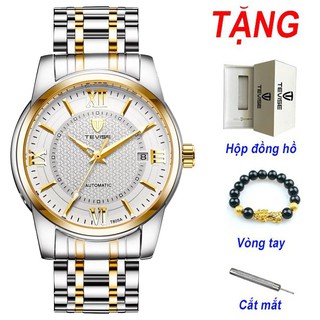Đồng hồ chạy cơ Automatic nam dây thép TEVISE Cao Cấp T805A demi trắng