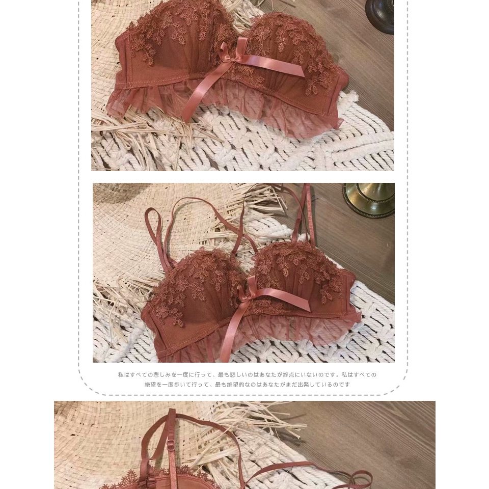 Áo ngực/Bộ áo ngực phối ren thêu họa tiết phong cách Pháp | BigBuy360 - bigbuy360.vn