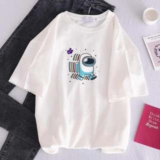 Áo thun unisex among us trắng tay ngắn tay lỡ nam và nữ aomi in hình siêu hot aomivn