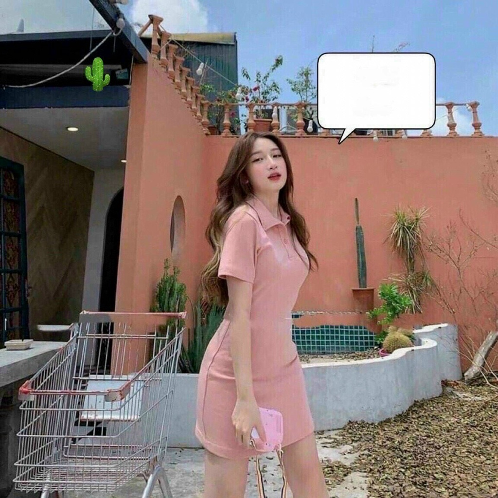 Đầm body tay ngắn cổ trụ cài nút trơn cực xinh , chất thun bozip mềm mịn