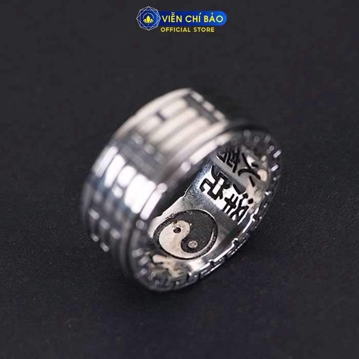 Nhẫn bạc nam Thái Cực Đồ Thuyết bát quái xoay chất liệu bạc Thái 925 thương hiệu Viễn Chí Bảo N100699