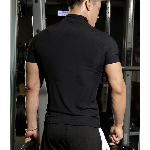 ÁO TẬP GYM NAM CỔ TRỤ ÔM BODY CỰC NAM TÍNH - DÁNG SIÊU ĐỈNH