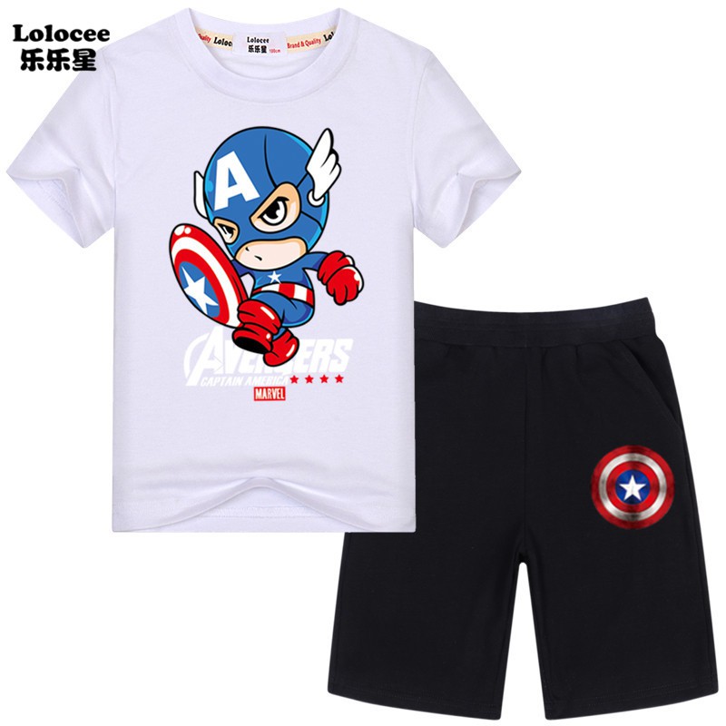 NEW Bộ Đồ Thể Thao In Hình Captain America Thời Trang Cho Bé Trai 2020