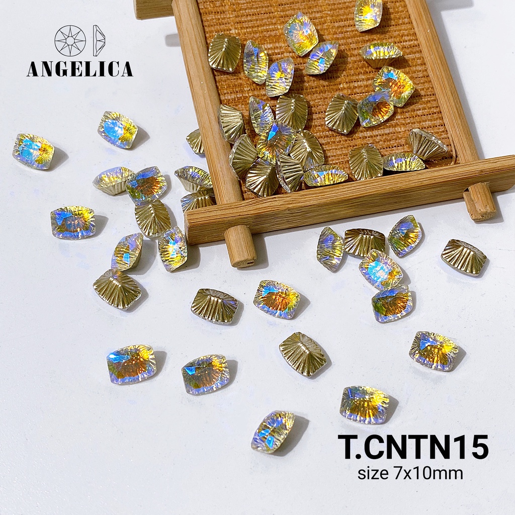 Túi 5 Viên Đá khối Nail Ngọc Hình Chữ Nhật Chân Vàng Trang Trí Móng ANGELICA T.CNTN