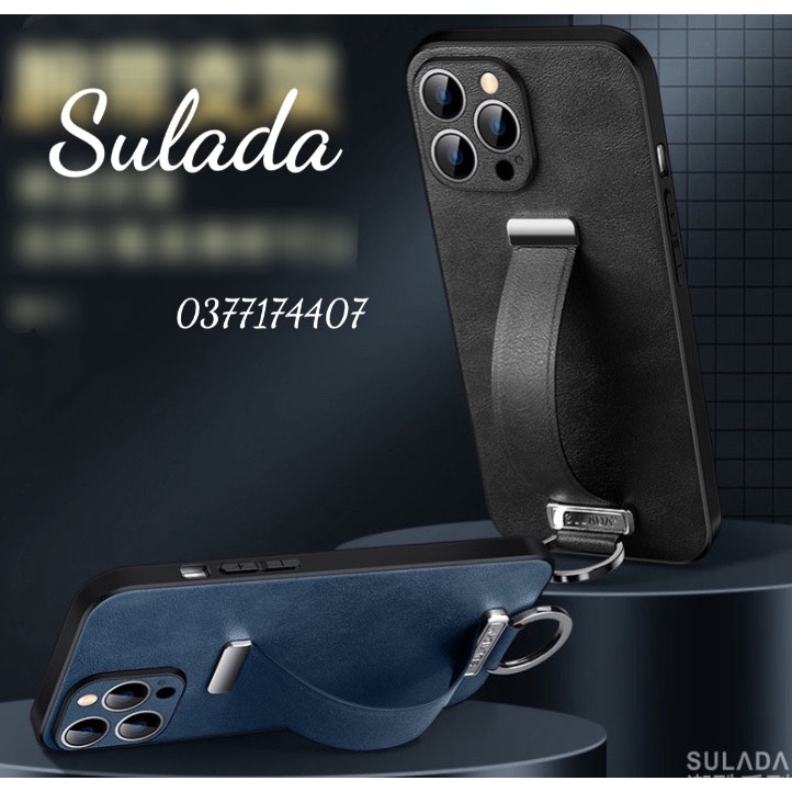 Ốp lưng Sulada da có đai và nhẫn đeo tay cho iPhone 14 Pro Max, 14 Plus, 14 Pro, 14 chống sốc, dựng máy tiện lợi