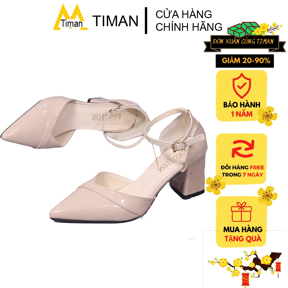 Giày sandal nữ cao gót 5cm TIMAN TD11 tôn dáng thời trang bảo hành 1 năm