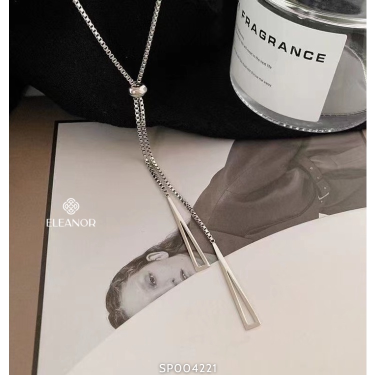 Dây chuyền nữ titan Eleanor Accessories mặt dây rút hình tam giác đôi phụ kiện trang sức 3880