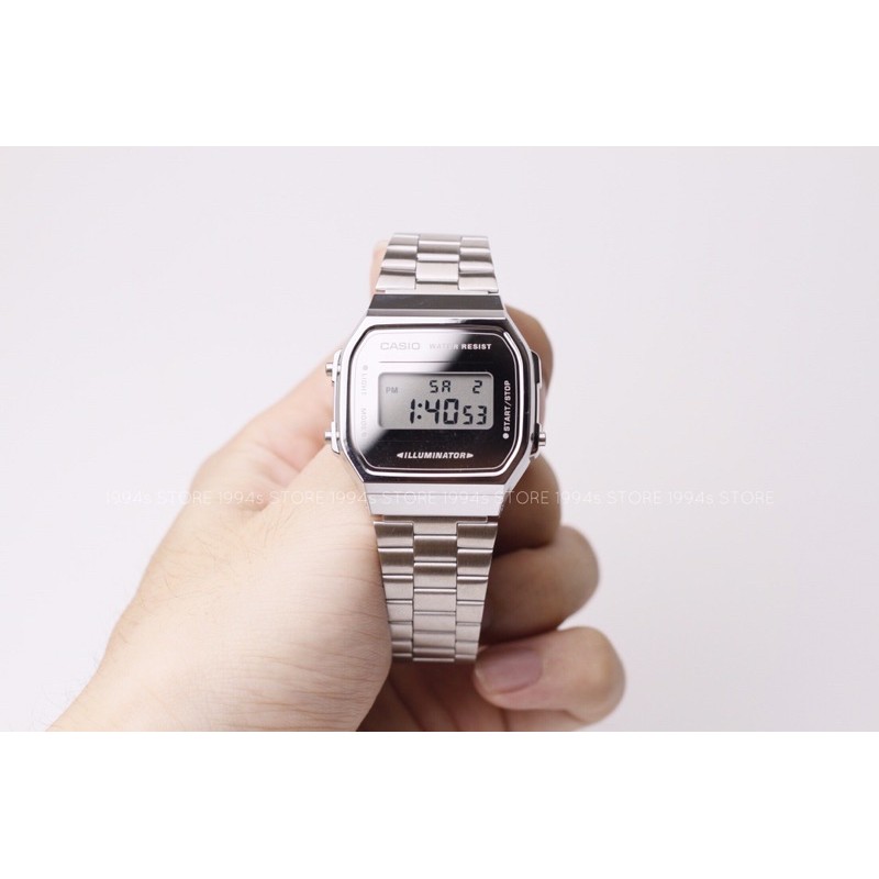 Đồng hồ nam/nữ dây thép CASIO A168WEM-7 CHÍNH HÃNG 36,3mm