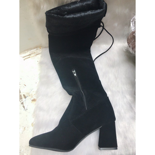 [Freeship]- Boot đùi 7 phân gót vuông có khoá cạnh (lót lông) - ảnh thật -Hottrend | BigBuy360 - bigbuy360.vn