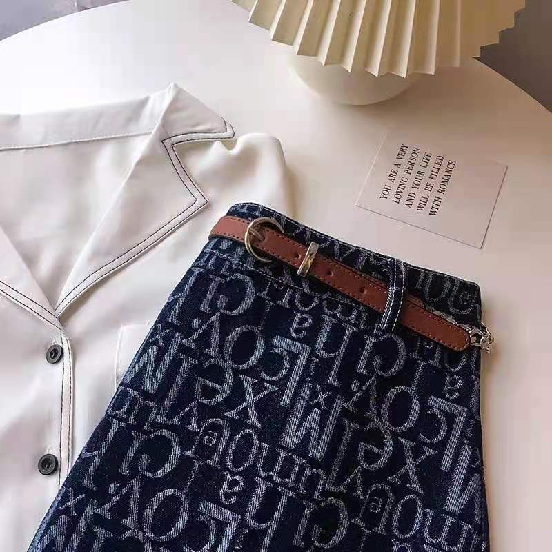 Chân Váy bò kèm đai, chân váy Jeans Chữ A Lưng Cao Phong Cách Hàn Quốc Thời Trang Xuân Hè 2021 Cho Nữ | BigBuy360 - bigbuy360.vn