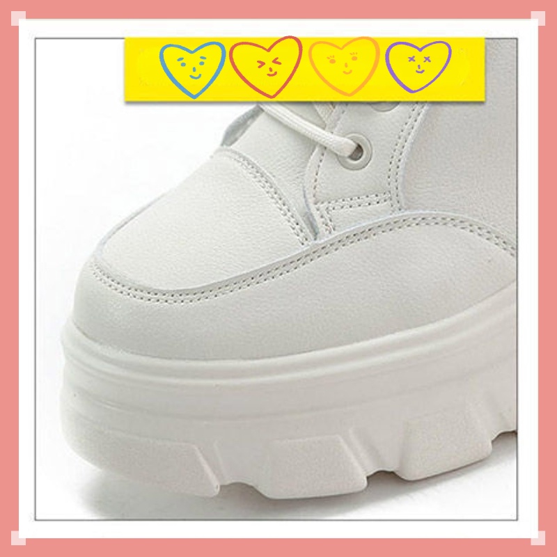 Giày Da Trắng Đế Dày Nâng Chiều Cao Thoáng Khí Thời Trang 2022 Cho Nữ