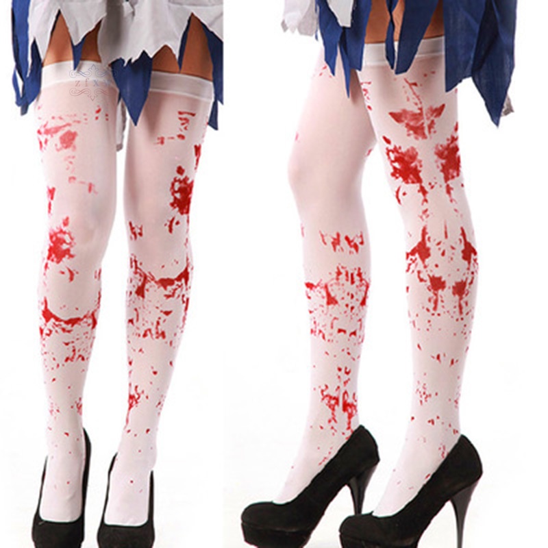 Vớ Dài In Hình Vết Máu Giả Hóa Trang Halloween Cho Nữ