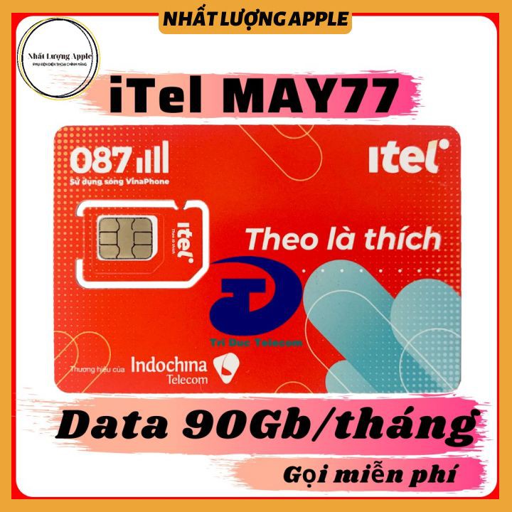 Sim 4G iTel-Vinaphone gói May ⚡ Chính Hãng ⚡ Sim 4G data 3Gb/ngày (90Gb/Tháng)