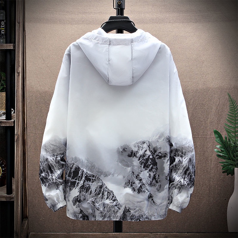 Áo Khoác Nam Nữ Có Mũ Trùm Đầu In Hai Mặt Hình Phong Cảnh Núi Non Dáng Trẻ Trung Thời Trang Zenkonam MEN JK 039