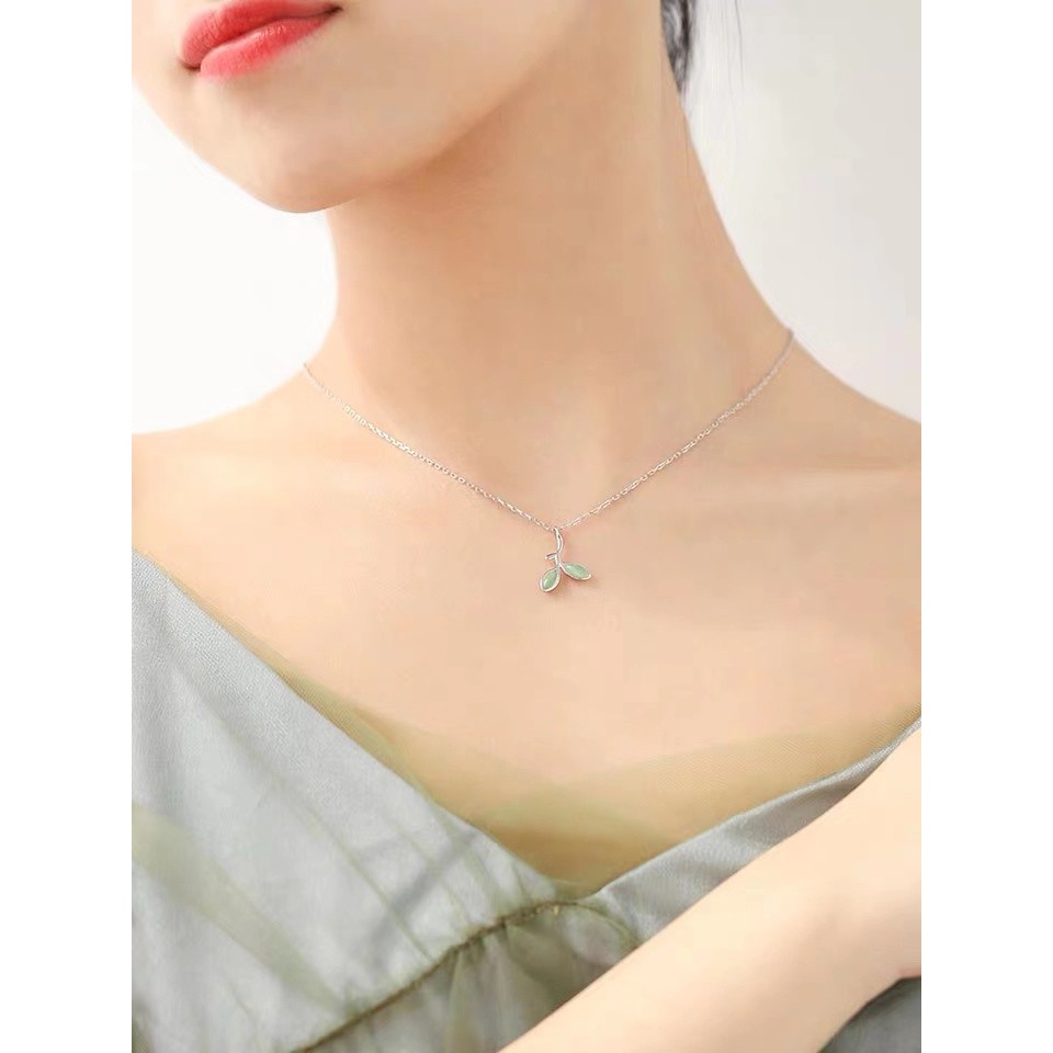 Bộ Trang Sức Gồm Dây Chuyền/ Lắc Tay/ Nhẫn/ Khuyên Tai/ Vòng Tay Mặt Hình Lá Phong Cách Hàn Quốc