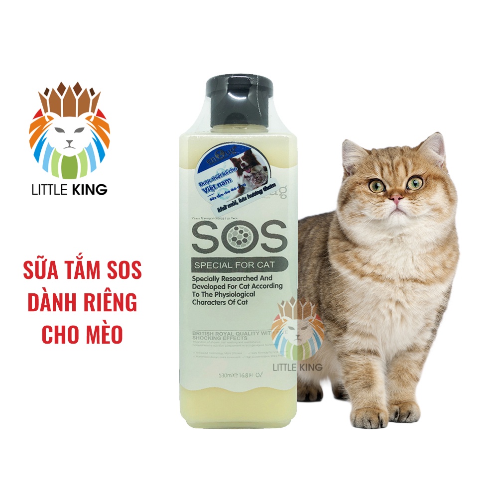 Sữa tắm SOS dành riêng cho mèo dung tích 530ml Chai màu trắng Little King pet shop