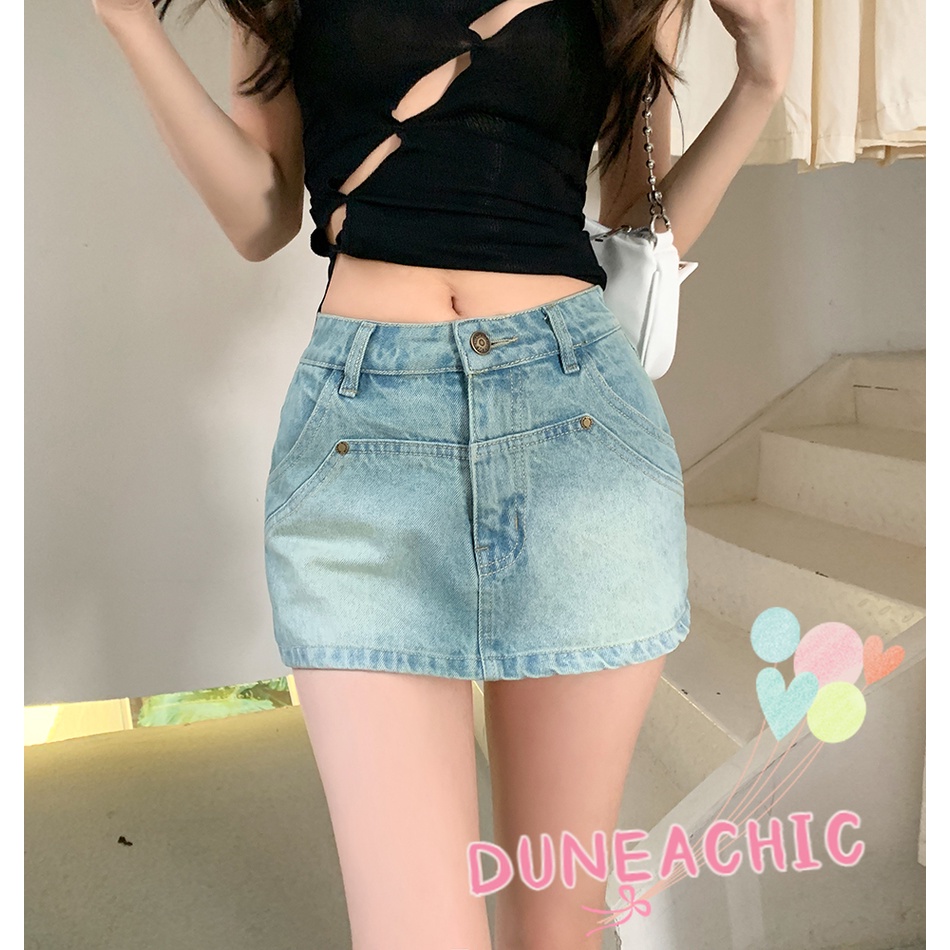 DUNEA Quần Short Denim Dáng Chữ A Thiết Kế Quyến Rũ Cho Nữ