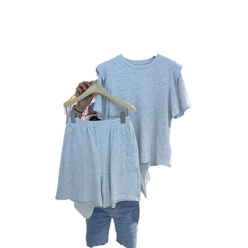 Bộ Áo Cổ Tròn + Quần Short Lưng Cao Co Giãn Thời Trang Mùa Hè Cho Nữ S2021 | BigBuy360 - bigbuy360.vn