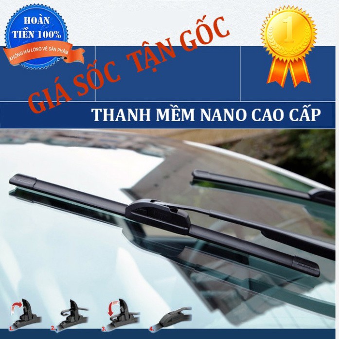 Sản phẩm  Bộ 2 thanh gạt nước mưa ô tô Nano mềm cao cấp hãng Nissan: Sunny-Teana-X trail-Navara-Livina-Grand Livina-Juke