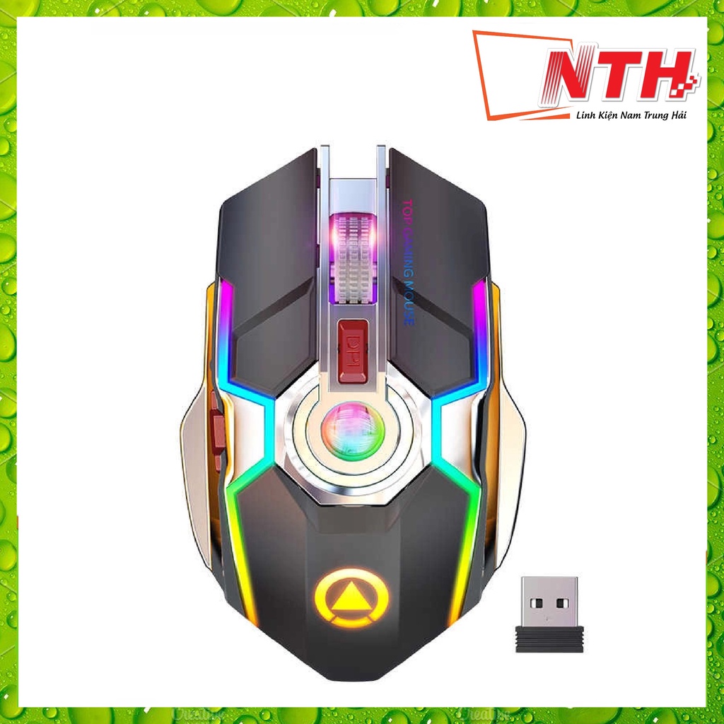 Chuột A5 Không Dây Chơi Game Sạc Pin Im Lặng Ergonomic 7 Phím Đèn Nền RGB 1600 DPI Chuột Cho Game Thủ Chuyên Nghiệp
