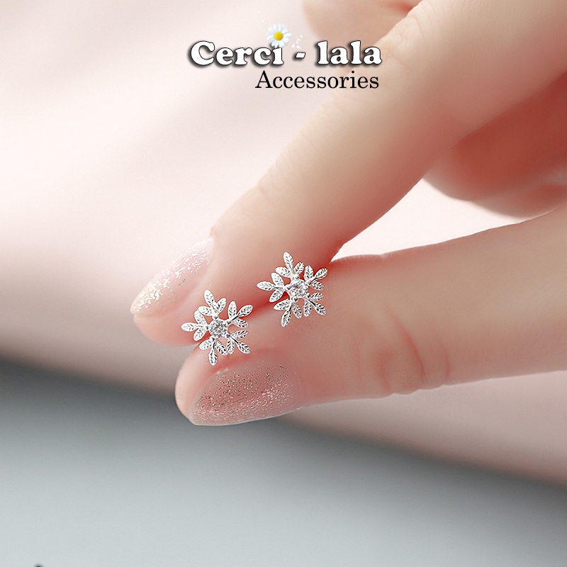 Hoa tai nữ bạc cao cấp bông tuyết Cerci snowie thiết kế đơn giản tinh tế, nhẹ nhàng G97| Khuyên tai nữ bạc Cercilala
