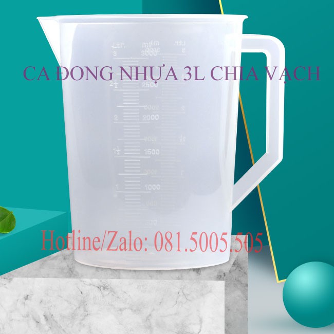 Ca đong ml nhựa định lượng cao cấp Dung tích đong tối đa 3 lít - Ca đong định lượng 3000ml có vạch chia ml chi tiết