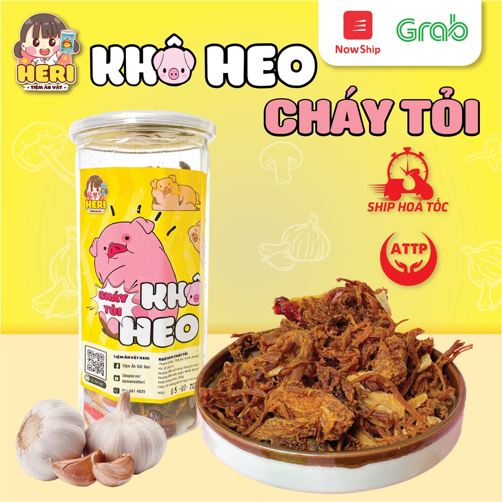 Khô heo cháy tỏi 300g ăn vặt Heri siêu ngon giá rẻ, hàng loại 1