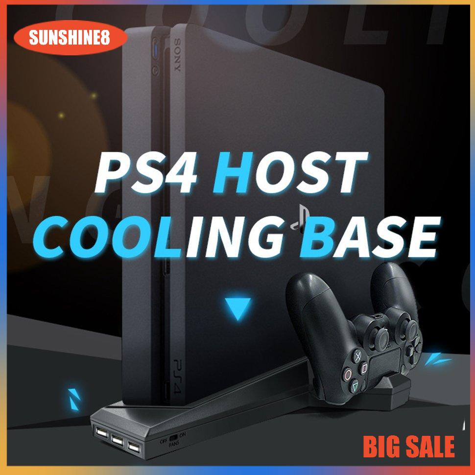 【SUN】For PS4/PS4 Slim Vertical Stand With Cooling Fan Dual Controller Charger