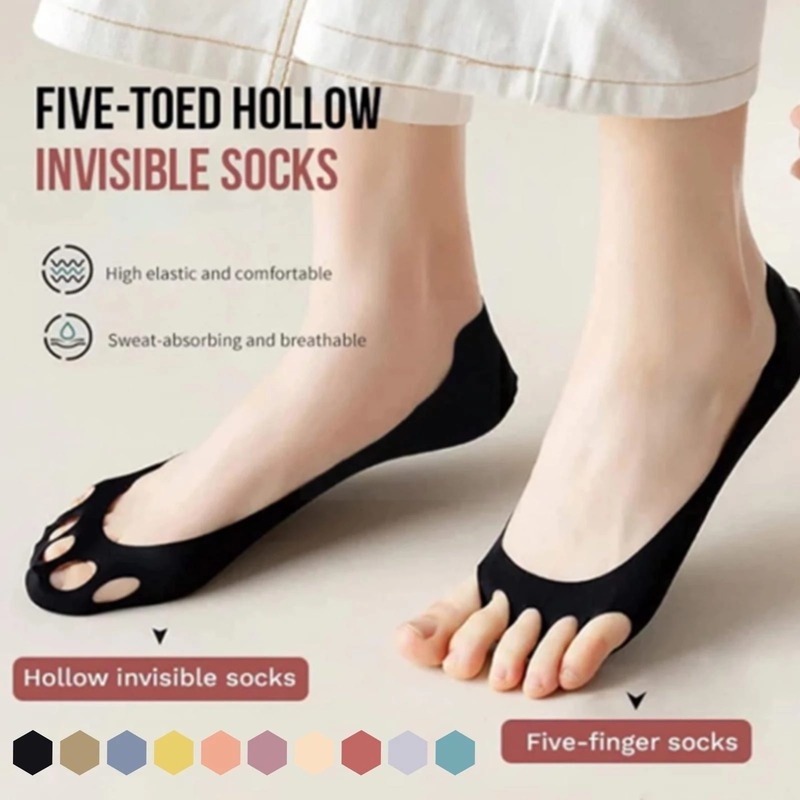 1 Đôi Tất Lụa Lạnh Năm Ngón Siêu Mỏng Thoáng Khí Chống Ma Sát