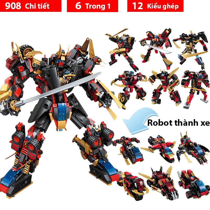 Đồ chơi lắp ráp Kiểu Lego Robot biến hình 6 trong 1 Với hơn 900 chi tiết nhựa ABS có hơn 20 mẫu siêu ngầu