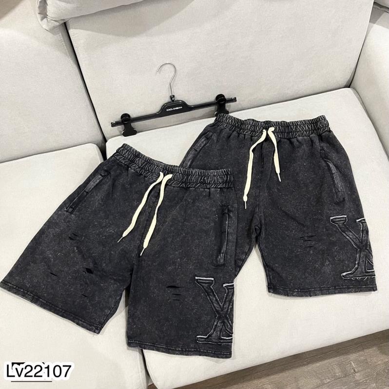 [Sẵn hàng] Quần Ngố LV Nam Thêu Logo Siêu Đẹp - Quần Đùi LV Nam Loang Chất Cotton Mát Mịn
