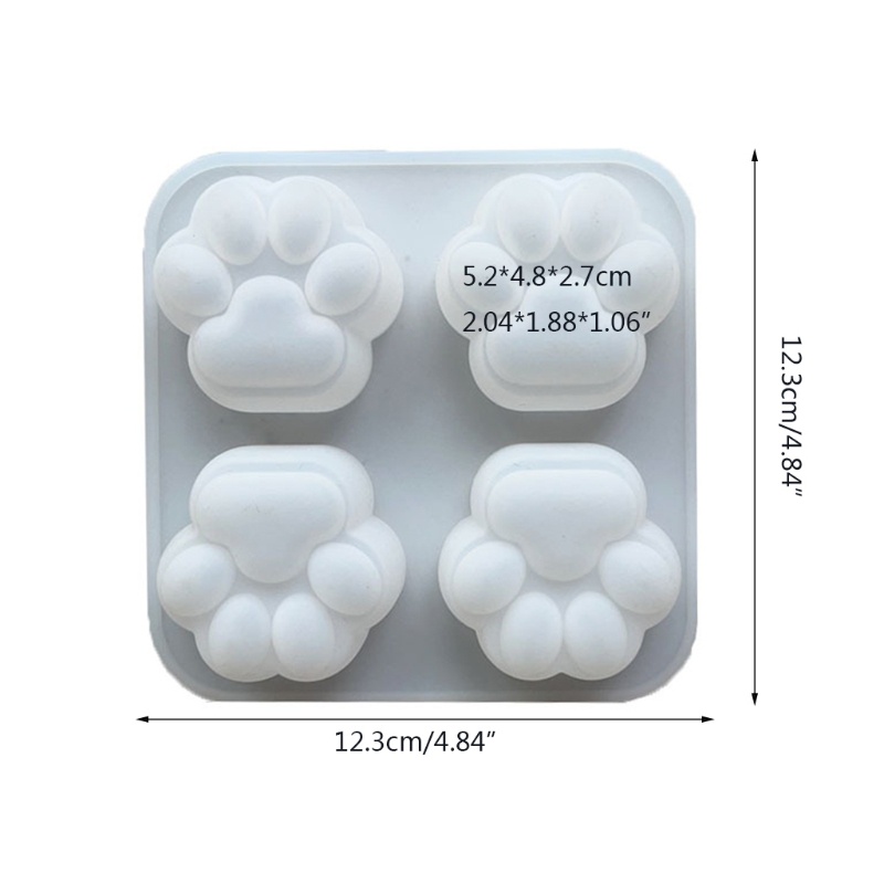 Khuôn silicone tạo hình chân mèo làm móc khóa DIY